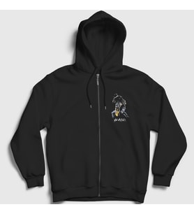 Presmono Unisex Siyah Solo Guns N' Roses Slash Fermuarlı Kapüşonlu Sweatshirt 40285tt