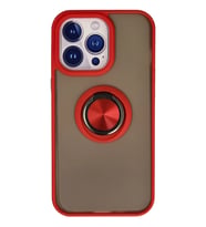 Mey İthalat® iPhone 15 Pro Max Kılıf Montreal Yüzüklü Silikon Kapak - Kırmızı