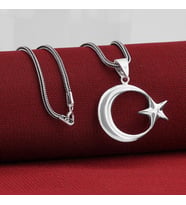 Ay Yıldız 925 Ayar Gümüş Erkek Kolye