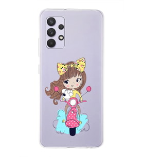 Samsung Galaxy A13 Uyumlu Kapak Vespagirl Tasarımlı Şeffaf Silikon Kılıf