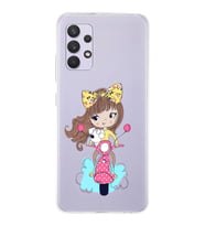 Samsung Galaxy A13 Uyumlu Kapak Vespagirl Tasarımlı Şeffaf Silikon Kılıf