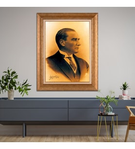 Altın Varaklı Paspartulu Çerçeveli Tablo rv876