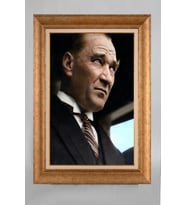 Altın Varaklı Çerçeveli Paspartulu Atatürk Tablo a115 (Gold)