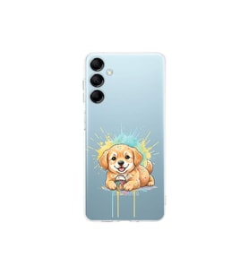 Samsung Galaxy M15 ile Uyumlu Splash Köpek Tasarımlı Şeffaf Silikon Kılıf