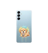 Samsung Galaxy M15 ile Uyumlu Splash Köpek Tasarımlı Şeffaf Silikon Kılıf