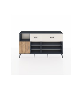 Arges Konsol 6 Raflı 2 Çekmeceli Tek Kapaklı  176x30x99 Antrasit-Çam/Aytaşı
