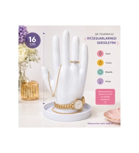 El Şeklinde Takı Standı, 16 cm, Yüzük ve Bileklik Sergileme Standı