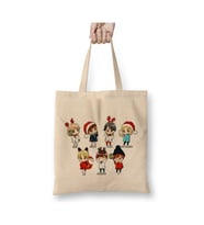 Kpop Bts Chibi Christmas Beyaz Bez Çanta Uzun Saplı Alışveriş Çantası Plaj Çantası