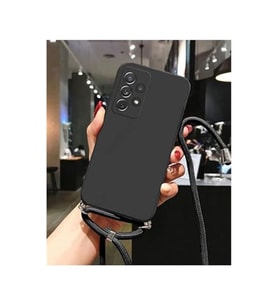 Coverzone Realme Note 50 ile Uyumlu ?pli Boyun Ask?l? Silikon K?l?f Kadife ?� Yap?l? Dulcet Epiphany boyun �apraz as?labilen ?pli K?l?f Siyah