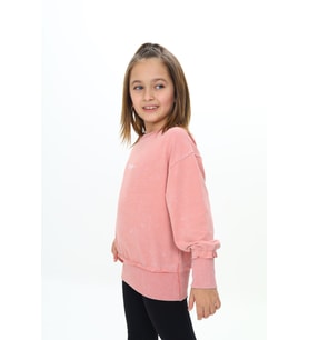Toontoy Kız Çocuk Yıkamalı Nakışlı Sweatshirt (Koyu Pudra)