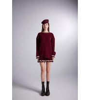 Logolu Örgü Desenli Oversize Triko Harold Kazak Bordo