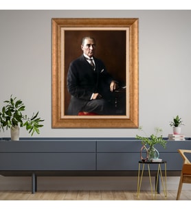 Altın Paspartulu Atatürk  Çerçeveli Tablo C269 (Gold)