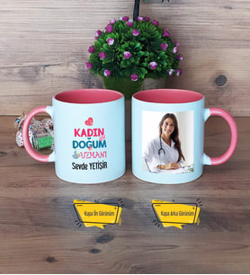 Kadın Doğum Uzmanı Kupa Bardak Pembe Fotoğraflı Tıp Bayramı Hediyesi