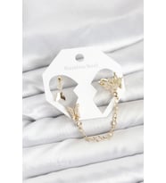 Pirinç Gold Renk Kelebek Model Zincir Bağlantılı Ear Cuff Küpe Seti 5886