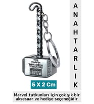 Yüksek Kaliteli Dekoratif Çok Şık Hediyelik Marvel Figürü Oynar Başlıklı Anahtarlık THOR ÇEKİCİ