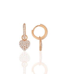 Gümüş rose zirkon taşlı kalp küpe SGTL11945ROSE