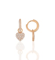 Gümüş rose zirkon taşlı kalp küpe SGTL11945ROSE