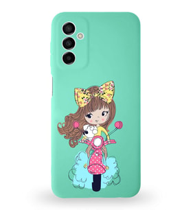 Samsung Galaxy M13 Uyumlu Lansman Kılıf. Altı Kapalı İçi Kadife  Vespagirl Tasarımlı Silikon Kapak (Şeffaf)