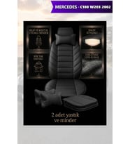 c180 w203 2002 Koltuk ve Kılıf uyumlu Yastık Lüks Minder Siyah 2 Minder 2 Yastık