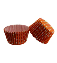 Cupcake Kalıbı Pet Kapsül Kek Kalıbı 48X34 MM (100 Adet)  Puantiyeli Turuncu