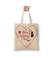 Aşk Kediler Happy Valentine's Cats Beyaz Bez Çanta Uzun Saplı Alışveriş Çantası Plaj Çantası