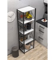 Arfelix Metal Tekli Mutfak Rafı Malzeme Dolabı 5 Raflı Mikrodalga Fırın Rafı  (Ceviz)
