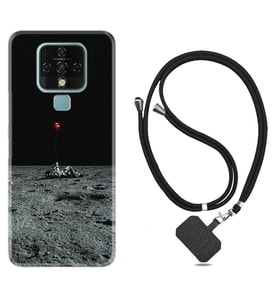 Tecno Camon 16 18P Pova Kılıf Boyun Askılı Silikon Astronoot Red Baloon 1608
