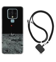 Tecno Camon 16 18P Pova Kılıf Boyun Askılı Silikon Astronoot Red Baloon 1608
