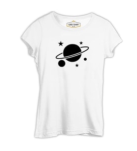 Saturn IV Logo Beyaz Kadın Tshirt