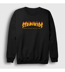 Presmono Unisex Siyah Thrasher K-Pop Stray Kids Sweatshirt 414088tt
