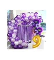 9 YAŞ LÜX MOR LİLA BALON ZİNCİR SET DOĞUM GÜNÜ PARTİ SETİ SÜSÜ