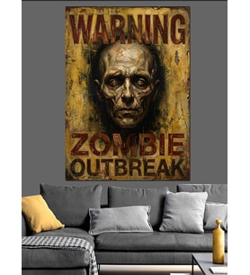 Warning Zombie Outbreak Korku Tabelası Dekoratif Kanvas - Mdf Ahşap Tablo