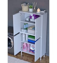 Eliusta Nuve Geniş Depolama Alanlı Dolap 75 cm Banyo/Mutfak Çok Fonksiyonlu 75x138x32,5 cm Saklama Dolabı (Beyaz)