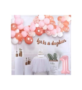 LÜKS PEMBE ROSE GOLD 1 YAŞ BALON SETİ