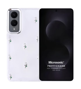 Microsonic Samsung Galaxy S25 Edge Kılıf PrettyCharm Tulip (Yeşil)