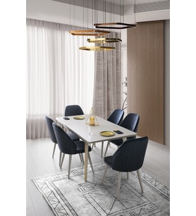 MARSİLYA MDF AÇILIR YEMEK MASASI+6 SANDALYE (Kum Beji)