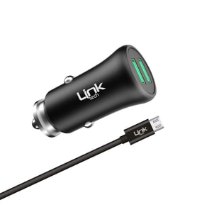 M581 Metal Çift USB Çıkışlı Araç Şarj Aleti 2.4A Hızlı Şarj (Siyah)