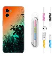 Vivo Y15S Y32 Y33S Y51 Y53S Kılıf Kablo Koruma Spiral Silikon Güzel Çiçekler 1712