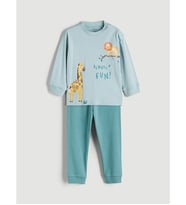 LCW baby Mavi Baskılı Erkek Bebek Tişört Ve Pantolon 2'li