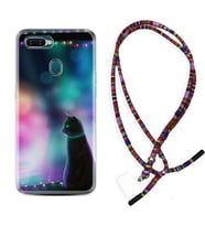 Oppo A5S A15 A16 A54 A55 A73 A74 Kılıf Boyun Asklı Rasta Silikon Window Cat 1787