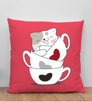 BK Gift Kedi Tasarımlı Kırmızı Kırlent Yastık, Arkadaşa Hediye, Ev Dekorasyonu, Ev Hediyesi-10