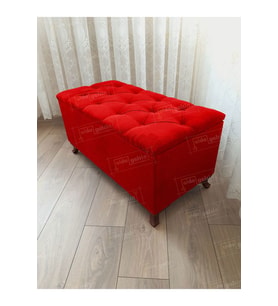Lüks Sandıklı Kapitoneli Ayakucu Puf Bench 90 cm Ceviz Ayak (Çok Renkli)