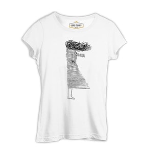Girl with the Wind Beyaz Kadın Tshirt