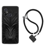 Xiaomi Redmi 12C Kılıf Resimli Boyun Askılı İpli Desenli Silikon Black Fox 1325