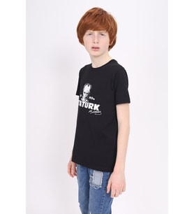 Toontoy Unisex Çocuk Baskılı Tişört (Siyah)