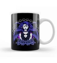 Awesome Gothic Angel Girl Wings & Flowers Kupa Bardak Porselen