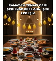 Dekoratif Ramazan Led Işık Pilli Cami Tasarımlı Zincir Aydınlatma