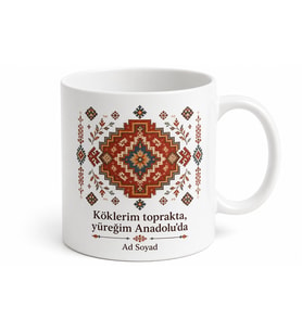 Vintage Anadolu Temalı Kupa Bardak Özel Tasarım Porselen Hediye Kupa