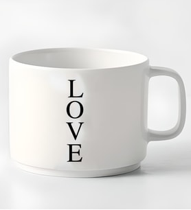 Love Tasarımlı Porselen Kupa Nescafe Fincanı
