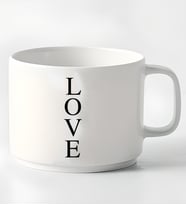 Love Tasarımlı Porselen Kupa Nescafe Fincanı
